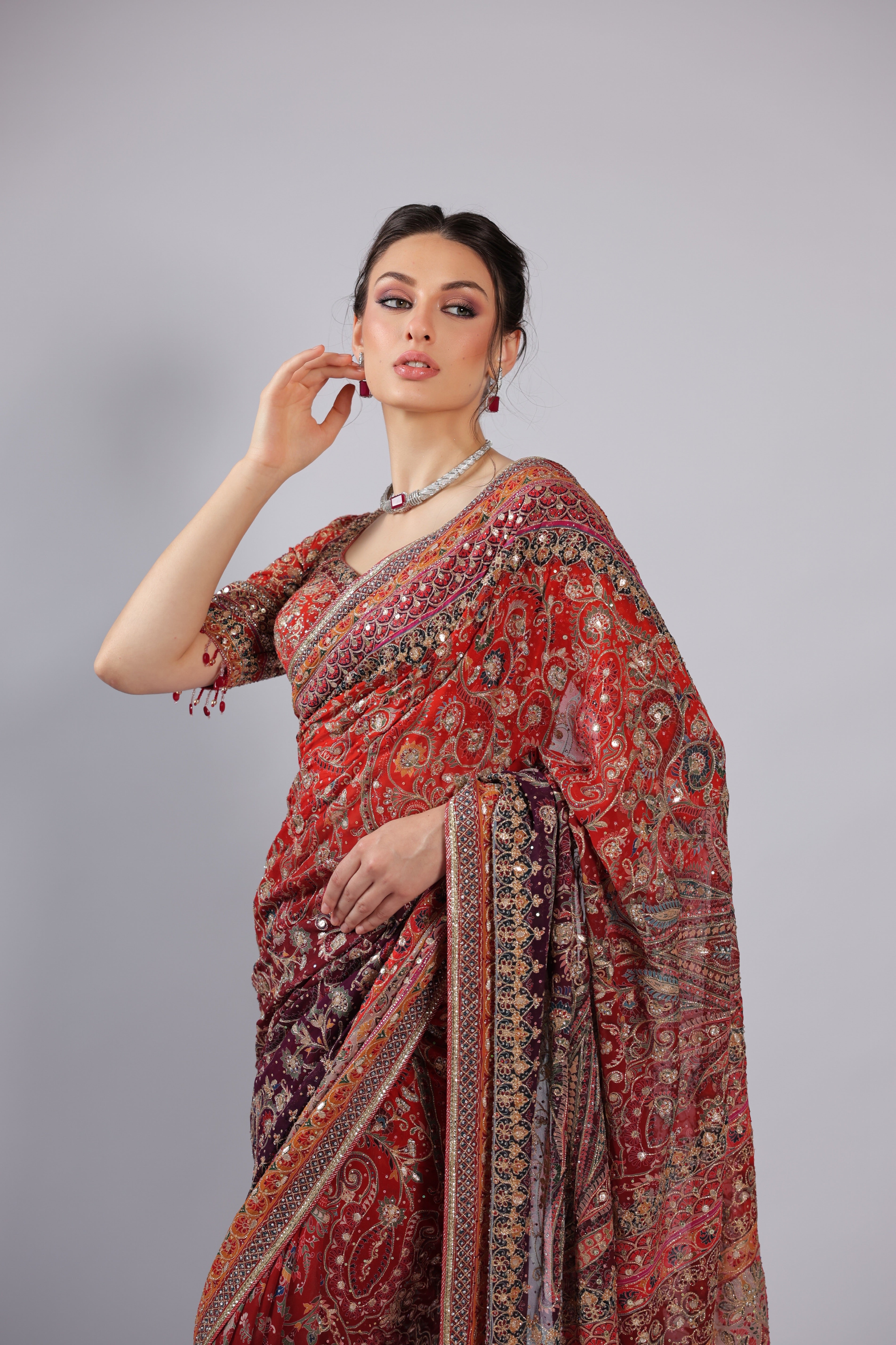 Red Georgette Saree