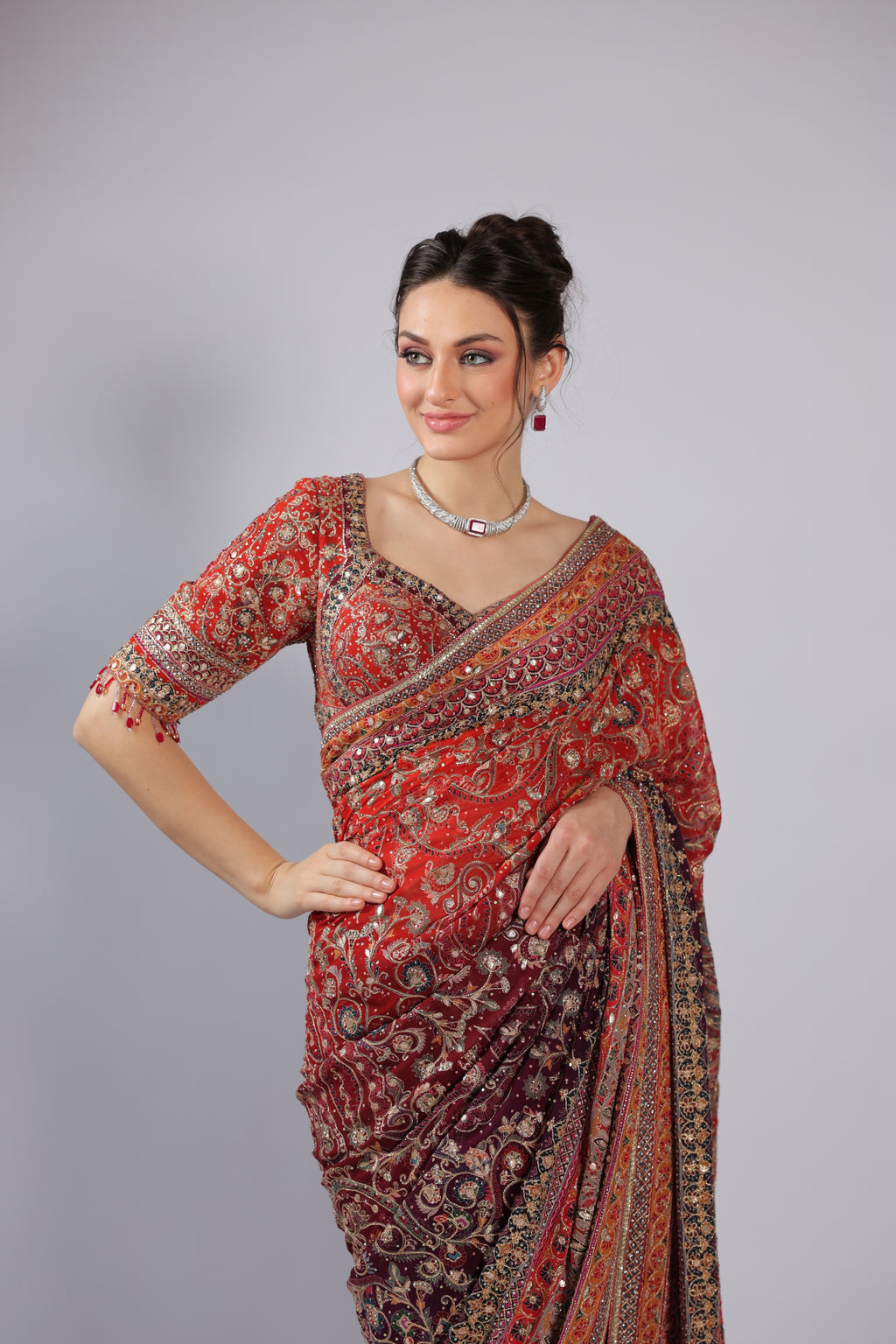 Red Georgette Saree