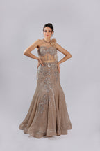 Golden Net Lehenga Choli