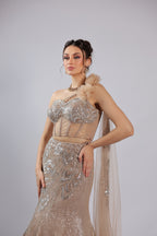 Golden Net Lehenga Choli