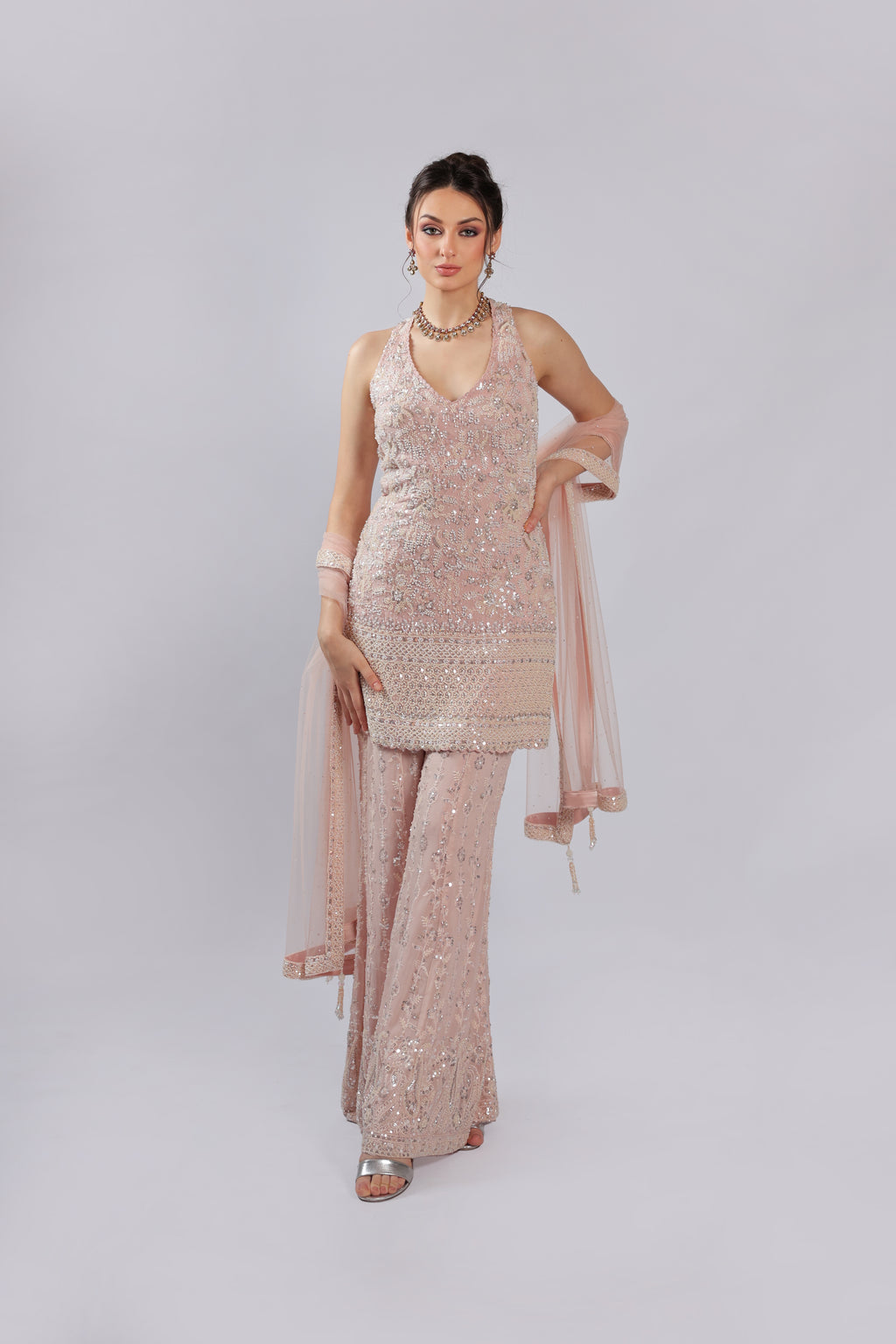 Pink Chiffon Rm Suit