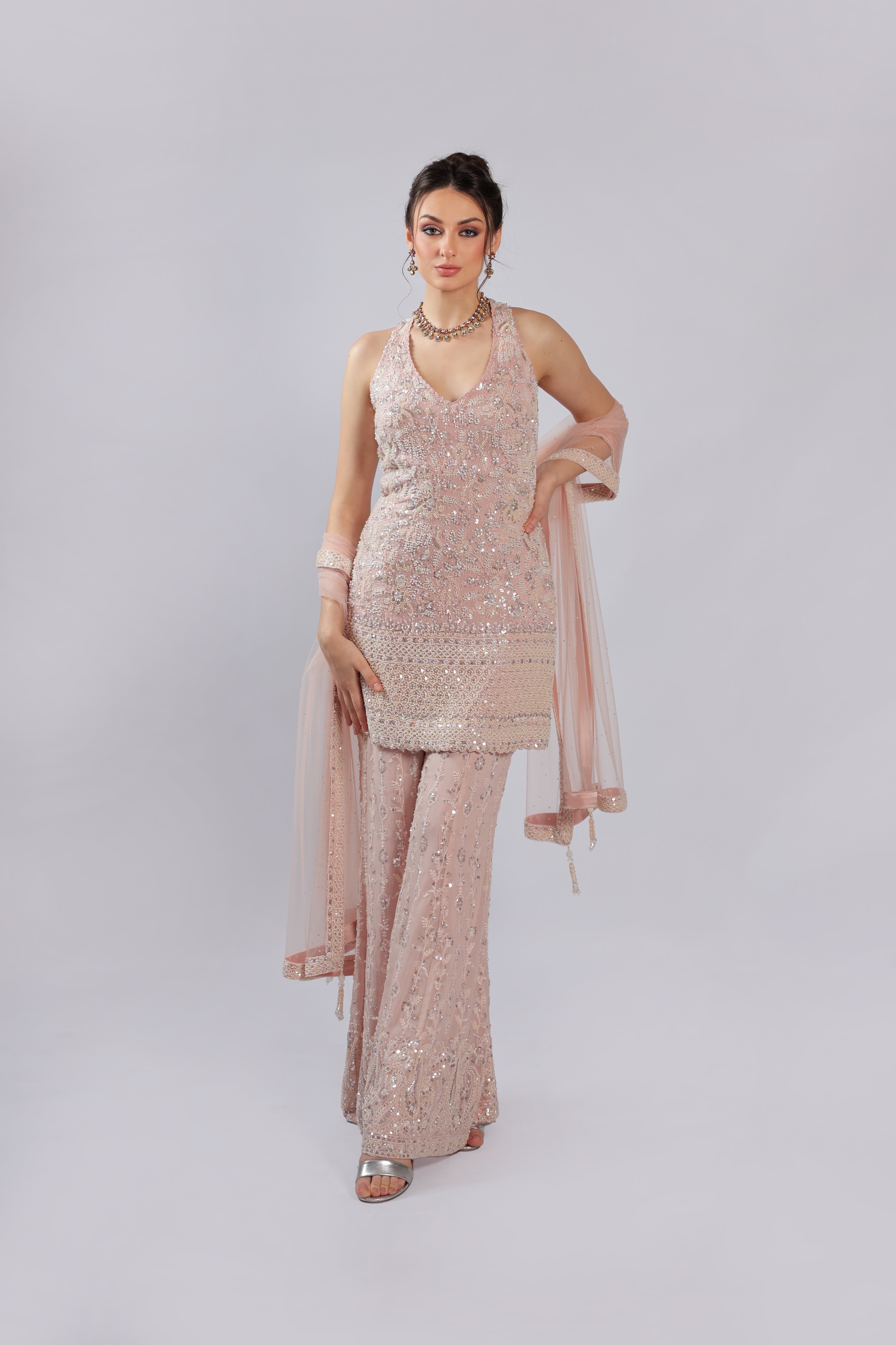Pink Chiffon Rm Suit
