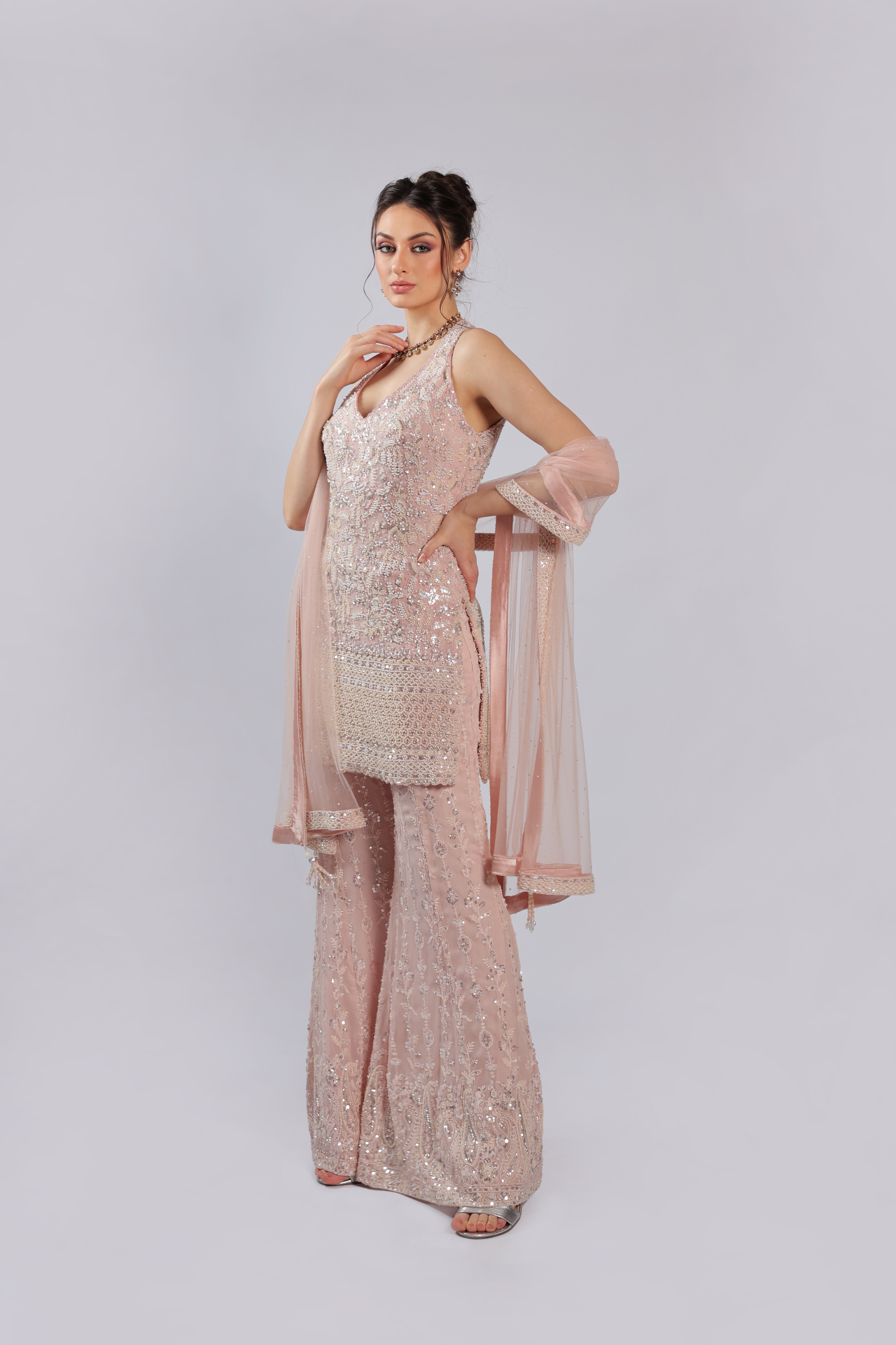 Pink Chiffon Rm Suit