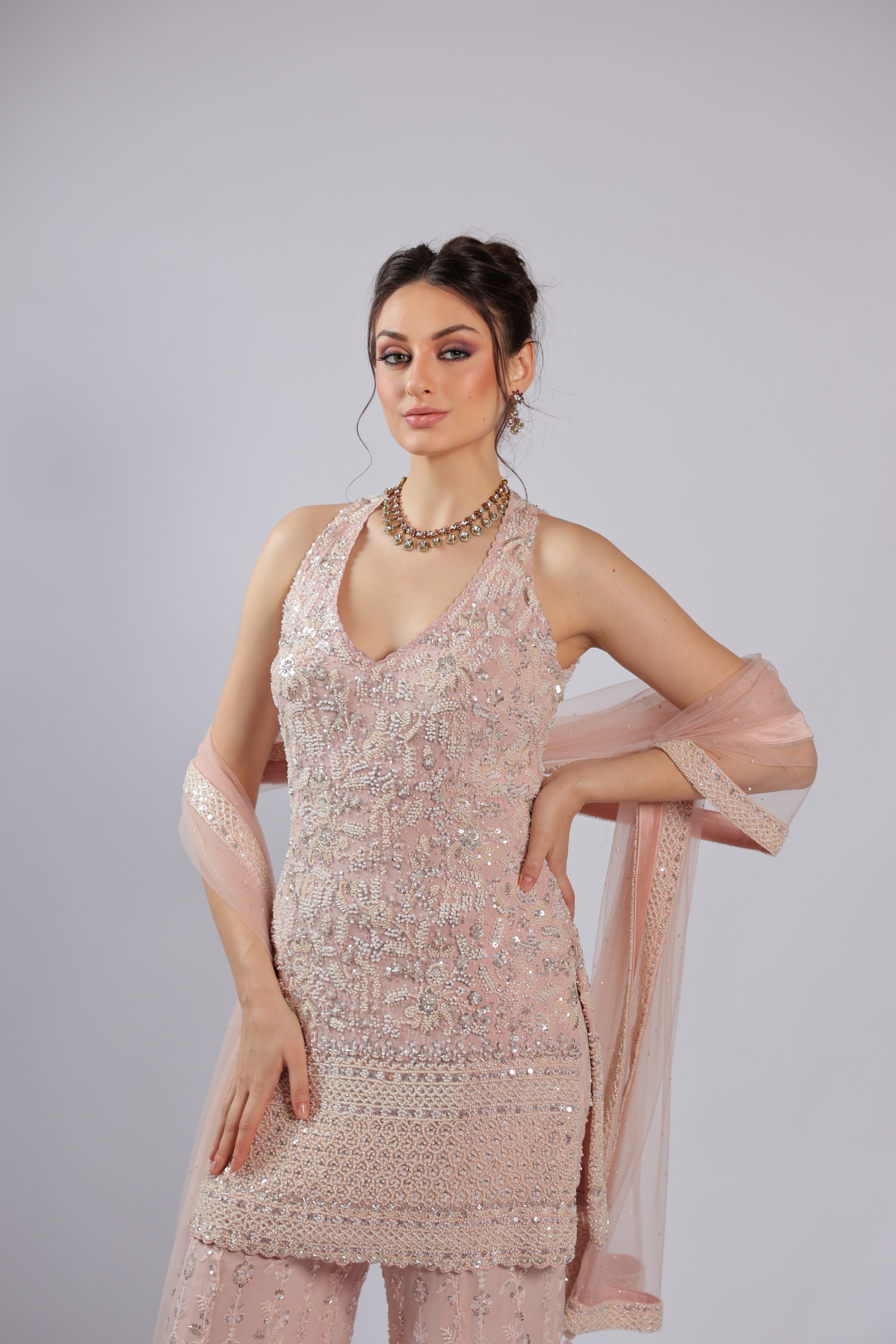 Pink Chiffon Rm Suit