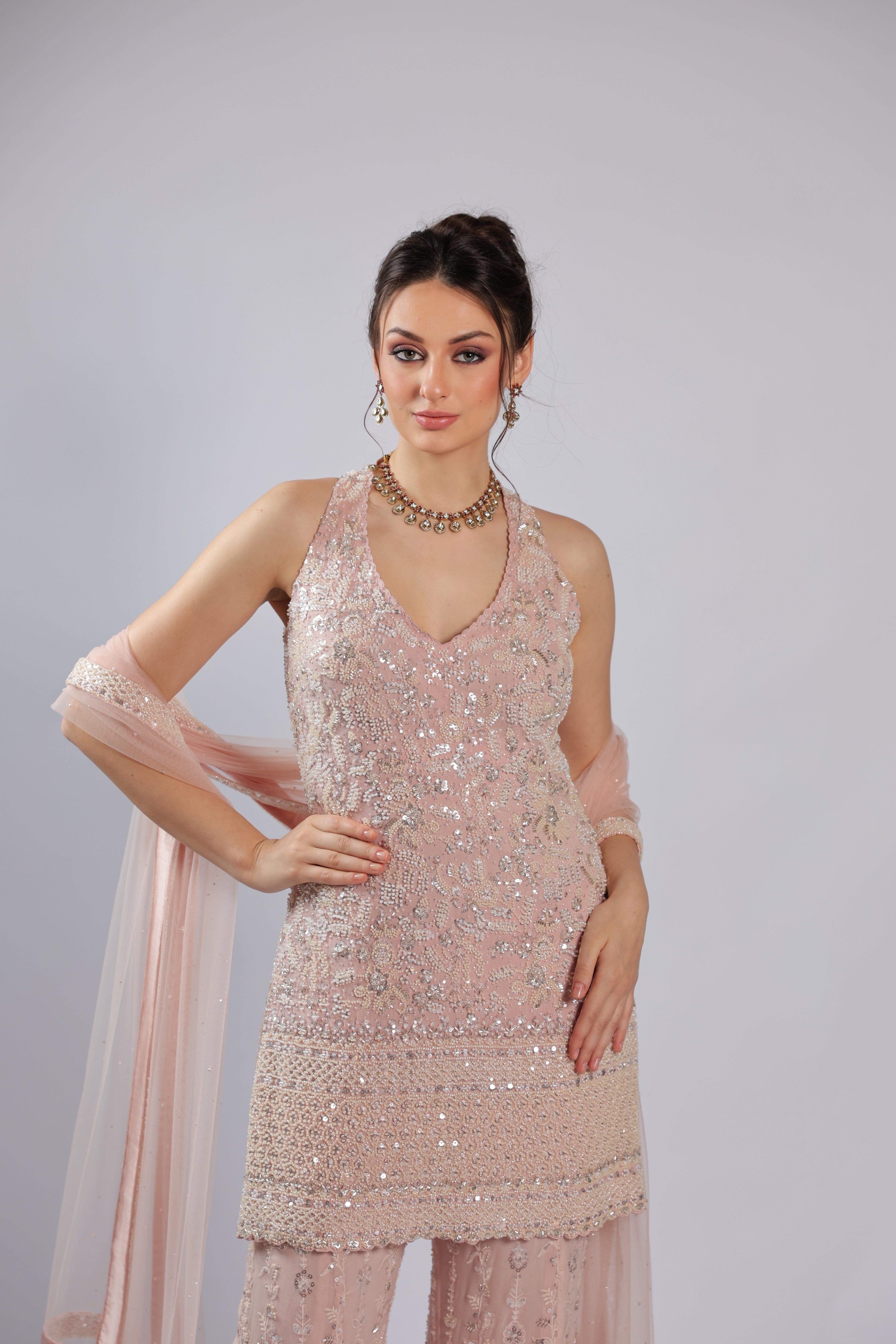 Pink Chiffon Rm Suit