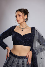 Navy Blue Net Lehenga Choli