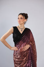 Wine Organza Saree