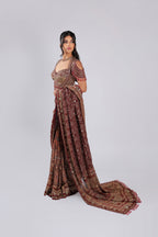 Mahroon Saree in Georgette with Aari & Gotta Patti Work