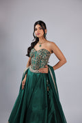 Green Lehenga Choli in Tafta Silk with Zari & Resham Thread & Sequins Work