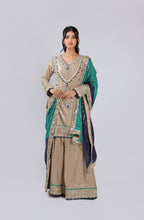 Golden Rm Suit in Georgette with All Over Sequins &  Beats Work
