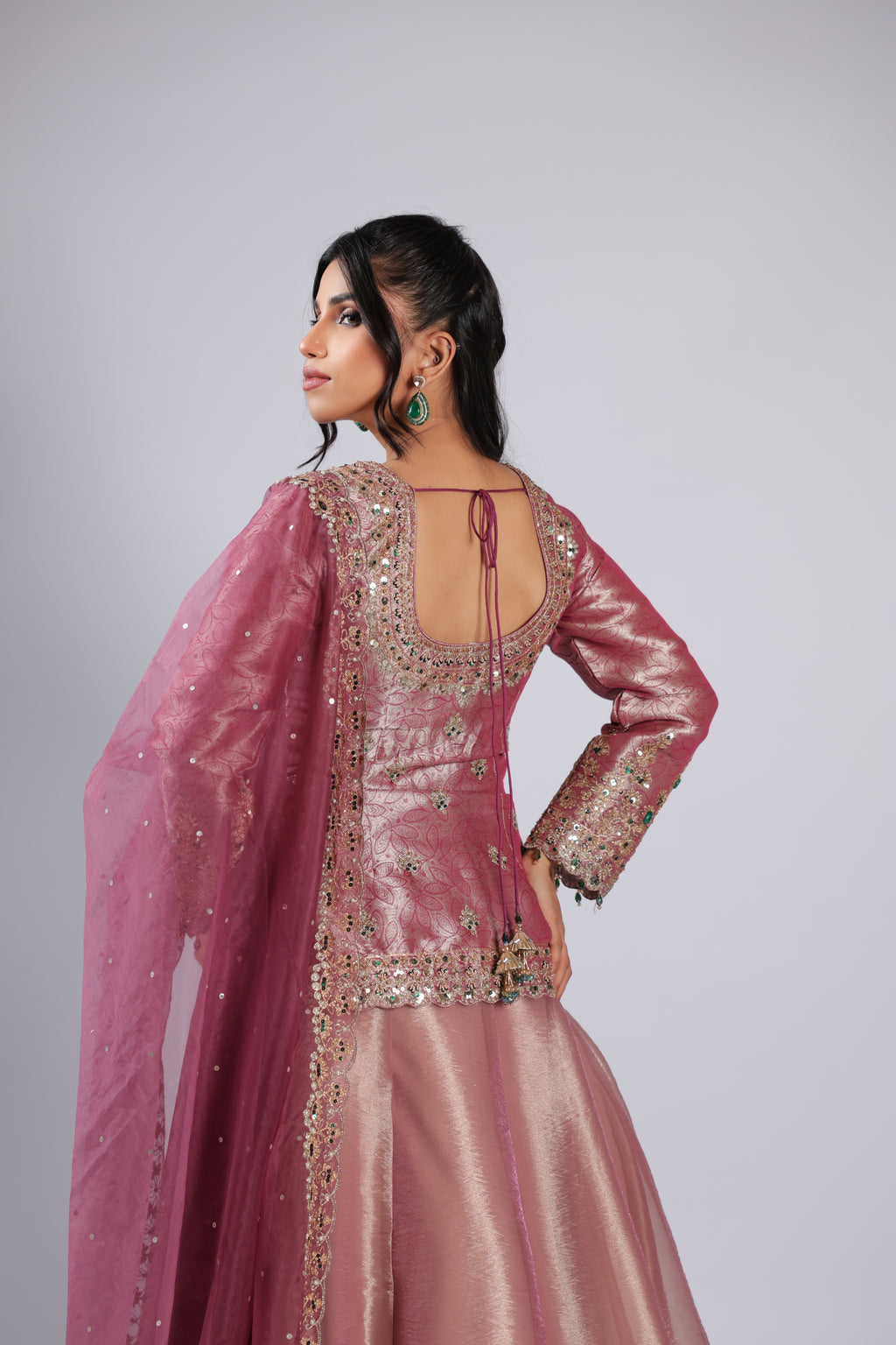 Pink Lehenga Choli in Tissue  Silk with Zari, Resham Thread & Sequins