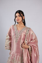 Golden Rm Suit in Tissue Silk with Zari , Sequins & Resham Thread Work