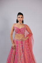 Rani Lehenga Choli in Georgette with Sequins ,Cutdana & Stone Work