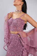 Pink Lehenga Choli in Net with Fully Sequins Work