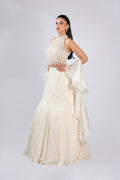 Ivory Lehenga Choli in Georgette with Pearl Work & Sequins Work