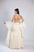 Ivory Lehenga Choli in Georgette with Pearl Work & Sequins Work