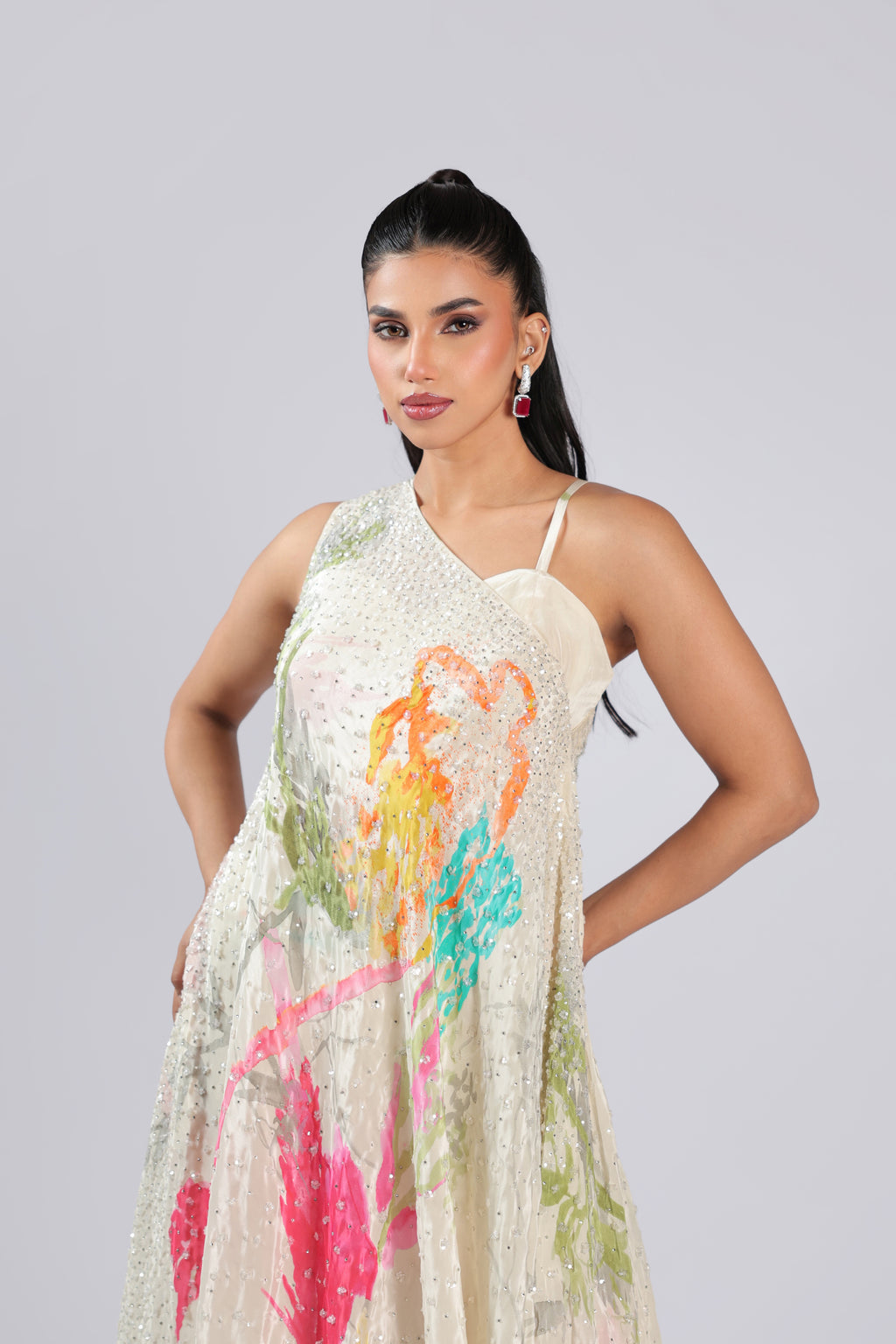 Ivory Cord Set in Crepe with Sequins &  Beat Work