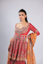 Red Rm Plazzzo Suits in Silk with Sequins & Cutdana