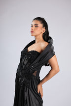 Black Gown in Lycra with Sequins Cutdana & Bead Work