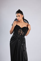 Black Gown in Lycra with Sequins Cutdana & Bead Work