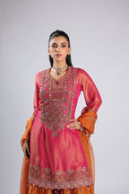 Hot Pink Rm Kurti in Tafta Silk with Zari ,Sequins  &  Zardozi Work