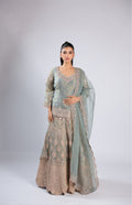Blue Lehenga Choli in Tissue Silk with Zari, Sequins & Thread Work