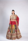 Red Lehenga Choli in Crepe with Zari, Seqins & Thread Work