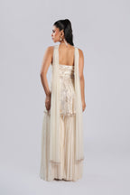 Ivory Lehenga Choli in Chiffon with Dense Silver & Gold Sequins