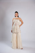 Ivory Lehenga Choli in Chiffon with Dense Silver & Gold Sequins