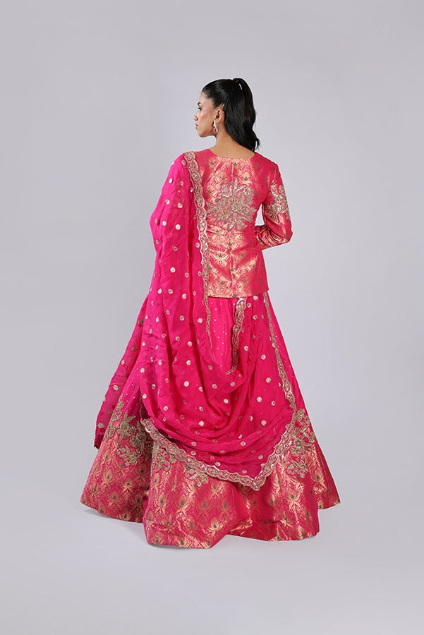 Rani Lehenga Choli in Tafta Silk with Zari , Sequins