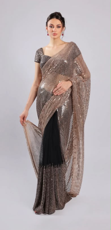 Black Net Saree